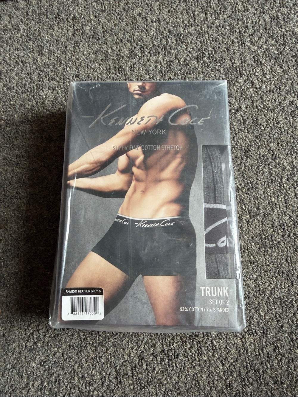 Kenneth Cole Men’s Black Trunk Underwear - Heather Gray Detail